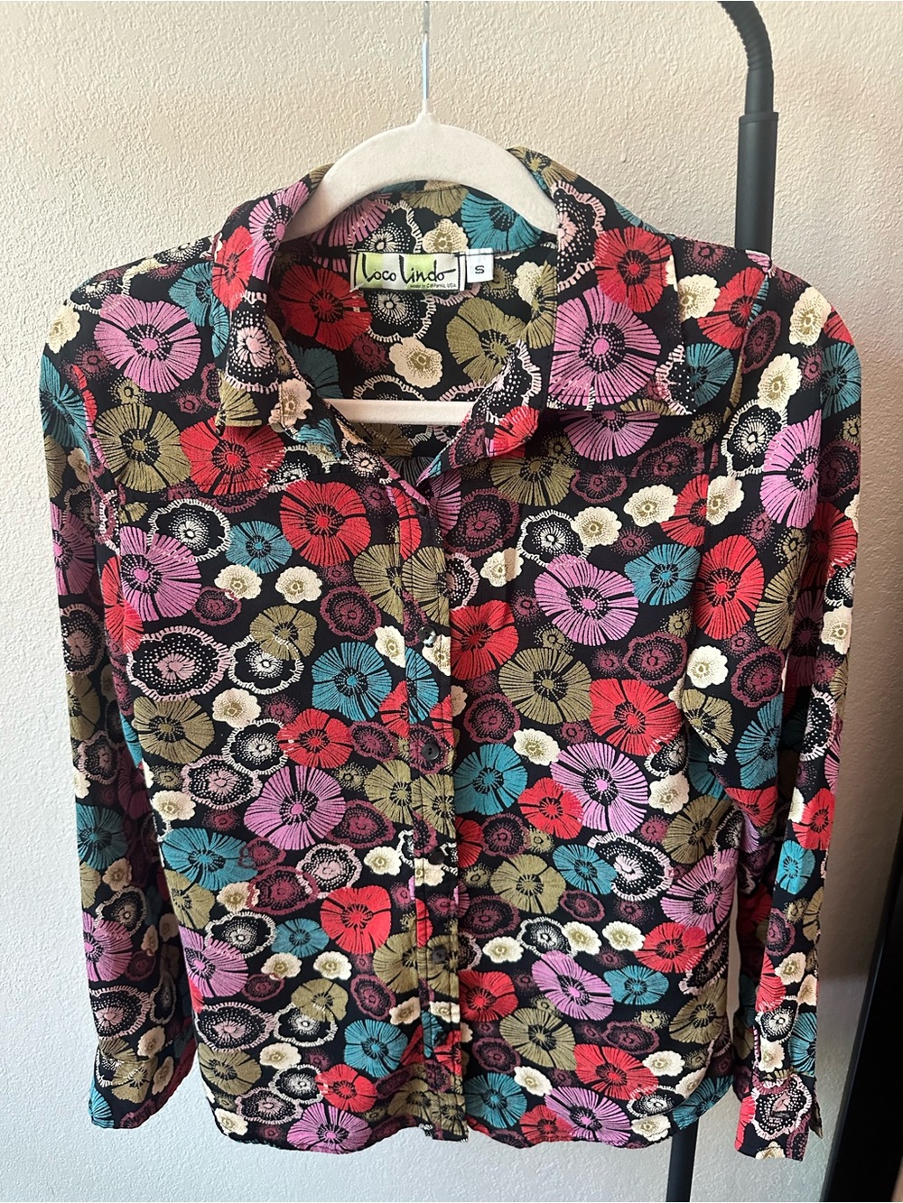 Vintage Loco Lindo Women's Floral Button-Down Shirt in Multi